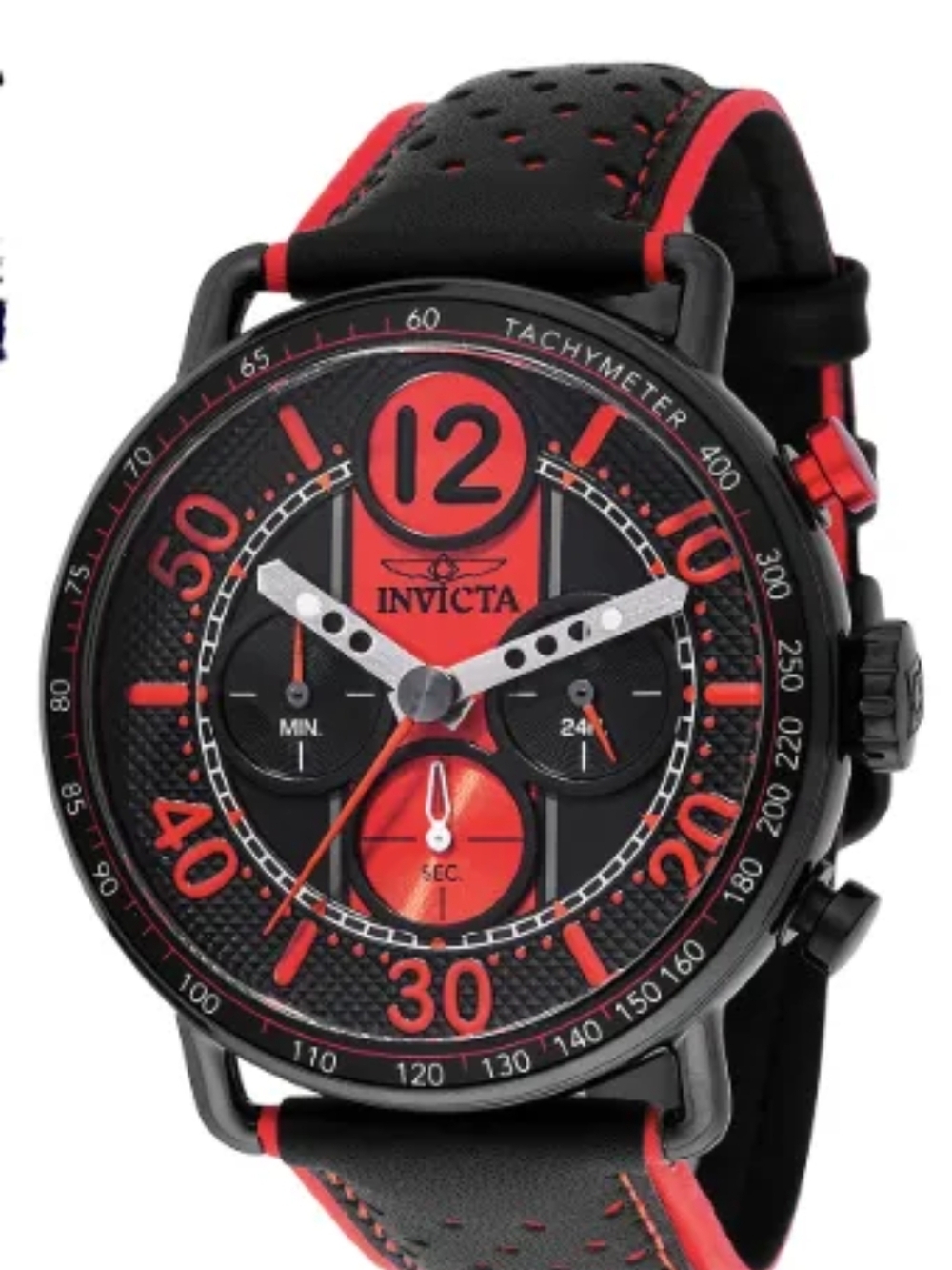 Invicta Black & Red Chronograph Tachymeter Watch